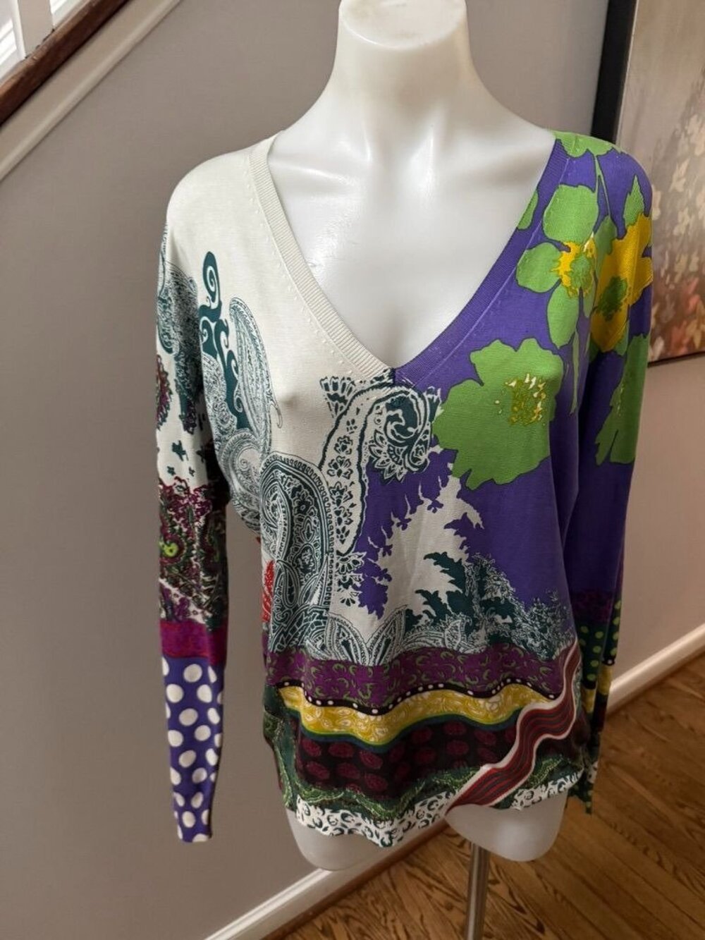 Etro V-neck silk blend knit size 50